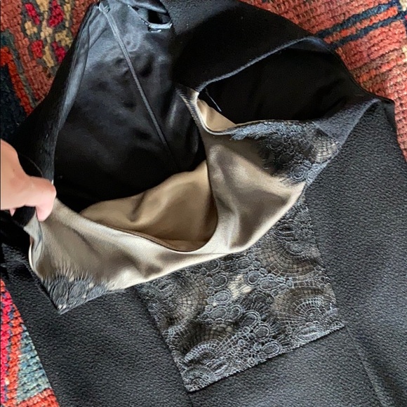 Black David Meister Cocktail Dress w/ Lace Details - Picture 9 of 12